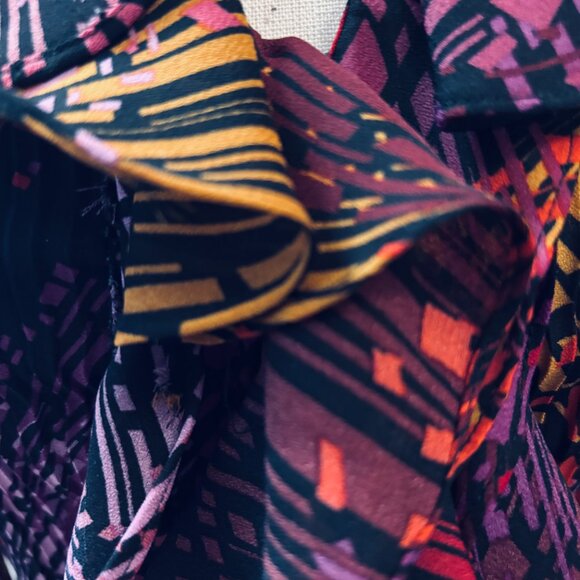 SUNNY LEIGH RUFFLE BUTTON FRONT COLORFUL TOP - Picture 3 of 4